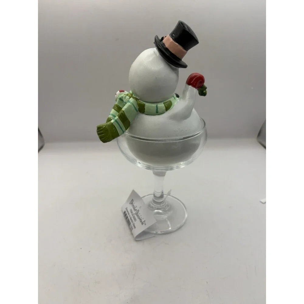 Retro Snowman in Martini Glass by December Diamonds 8” NIB